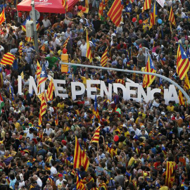 Imagen del pueblo catalán durante una manifestación por la independencia