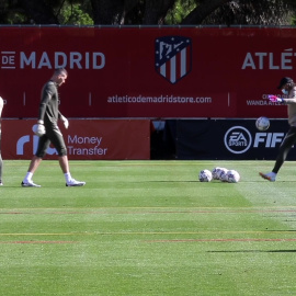 Entrenamiento del Atlético antes de medirse al Huesca