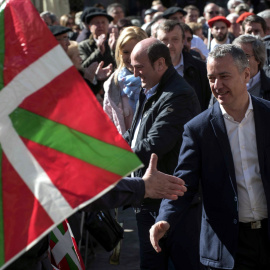 El lehendakari, Iñigo Urkullu, durante la celebración del Aberri Eguna, Día de la Patria vasca, en Bilbao. EFE/Miguel Toña