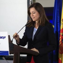 La embajadora de Panamá en España participa en un desayuno informativo hoy. en Madrid. / EFE