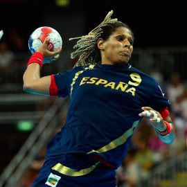 Marta Mangué, durante un partido con la selección española. JAVIER SORIANO / AFP