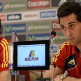 Piqué y Arbeloa durante una rueda de prensa de la selección española.- EFE