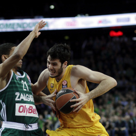 Abrines, durante un momento del partido ante el Zalgiris. EFE/Valda Kalnina