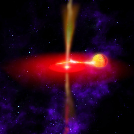  Jet producido por un agujero negro. (Crédito de la ilustración: NASA).