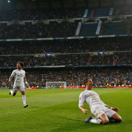 Cristiano Ronaldo celebra el tercer gol del Real Madrid contra el Wolfsburgo. /REUTERS