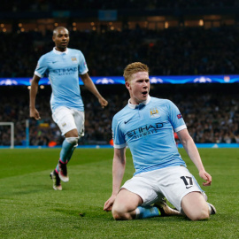 De Bruyne celebra su gol al PSG. Reuters / Andrew Yates
