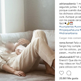 Adriana Abenia celebra el primer mes de su hija Luna
