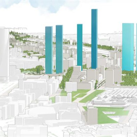 Imagen de la proyección de la seis torres. DISTRITO CASTELLANA NORTE