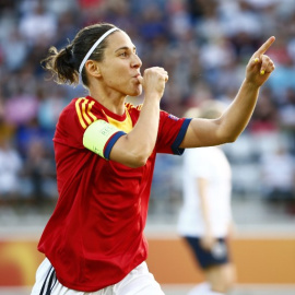 Vero Boquete celebra un gol con la selección española de fútbol. /AFP
