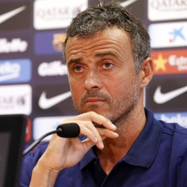 Luis Enrique, entrenador del Barcelona, en la rueda de prensa previa al partido contra el Real Madrid.