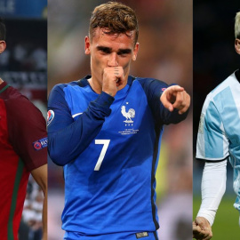 Cristiano Ronaldo, Antoine Griezmann y Leo Messi optan al premio 'The Best' de la FIFA.