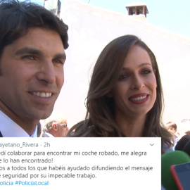 Cayetano Rivera y Eva González recuperan su coche robado