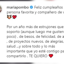 María Pombo felicita el cumpleaños a Pablo Castellano