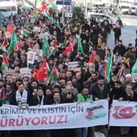 Manifestación en solidaridad con el pueblo palestino en Estambul