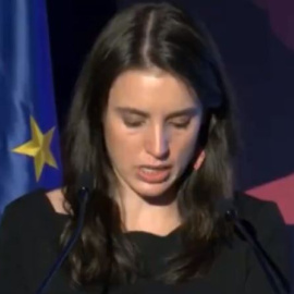 Irene Montero, emocionada al hablar de las víctimas de violencia machista