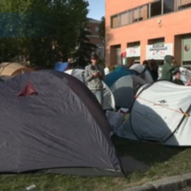 Primera noche de los universitarios madrileños acampados por Palestina