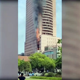 Imágenes del incendio de un edificio en China