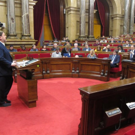 Oriol Junqueras durant el debat dels pressupostos. EUROPA PRESS