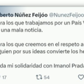 Feijóo traslada su solidaridad a Pradales porque "toda agresion es una mala noticia"