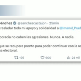 Sánchez traslada su apoyo a Pradales, candidato del PNV agredido con un espray pimienta