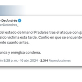 De Andrés condena el ataque con gas pimienta a Pradales