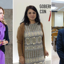 Las diputadas socialistas Susana Sumelzo, Adriana Lastra y Sofía Hernanz, afrines al exlíder del partido Pedro Sánchez. EFE/E.P.