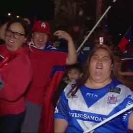 Los samoanos celebran el pase a la final de la Copa del Mundo de Rugby