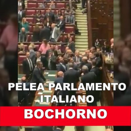 Pelea en el parlamento italiano