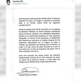 Cayetano Rivera demandará las insinuaciones de infelididad