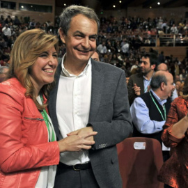 La secretaria general del PSOE andaluz y presidenta de la Junta, Susana Díaz, y el expresidente del Gobierno José Luis Rodríguez Zapatero. EFE