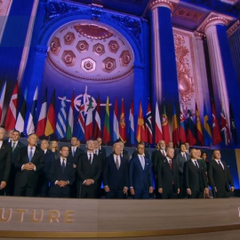 Pedro Sánchez arriba a la ceremonia que celebra los 75 años de la OTAN