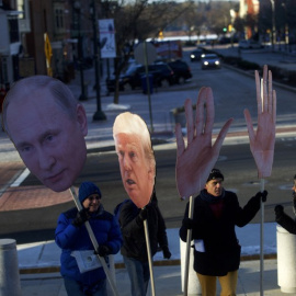 Varios manifestantes durante una concentración en Pennsylvania. - AFP