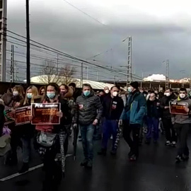 Trabajadores de ITP marchan contra los despidos en Barakaldo