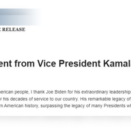 Kamala Harris agradece a Biden su apoyo y confirma que quiere ser candidata