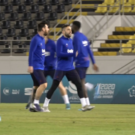 Entrenamiento del FC Barcelona previo a la semifinal de la Supercopa