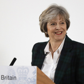 La primera ministra británica, Theresa May, durante su conferencia ante diplomáticos extranjeros y el equipo británico que negociará el Brexit, en la Lancaster House, en Londres. REUTERS/Kirsty Wigglesworth