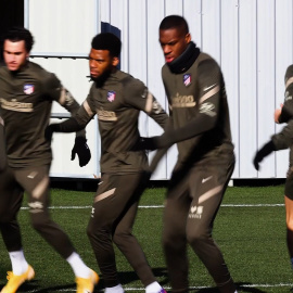 Entrenamiento del Atlético para preparar el duelo liguero ante el Getafe