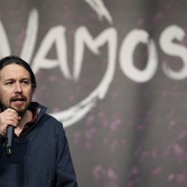 El líder de Podemos, Pablo Iglesias, durante la clausura de la II Asamblea Estatal de Vamos!. EFE/Víctor Lerena