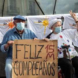  Manifestantes acudieron a Sol el pasado 15 de mayo, cuando se cumplieron diez años del inicio del movimiento 15M.- EFE