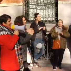 Manifestación en Delicias contra el desahucio de inquilinos por parte de un fondo buitre