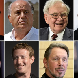 Bill Gates, Amancio Orteca, Warren Buffet, Carlos Slim, Jeff Bezos, Mark Zuckerberg, Larry Ellison, y Michael Bloomberg, algunas de las personas más ricas del mundo.