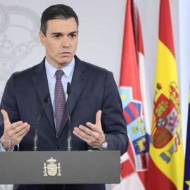  Pedro Sánchez en una comparecencia en Moncloa.- E. Parra. POOL / Europa Press