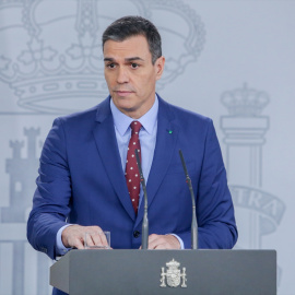  El Presidente del Gobierno, Pedro Sánchez, comunica la composición del nuevo Gobierno de coalición y los objetivos del Ejecutivo tras habérselos comunicado a Felipe VI, en Madrid a 12 de enero de 2020. -Ricardo Rubio / Europa Press