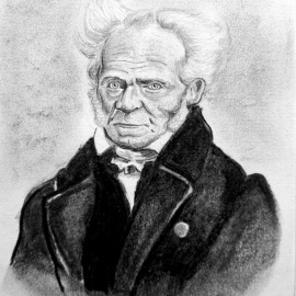 Dibujo de Arthur Schopenhauer a lápiz. -Wikipedia Commons