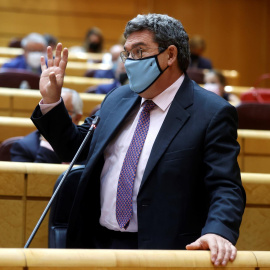  El ministro de Inclusión y Seguridad Social, José Luis Escrivá, interviene este martes durante la sesión de control al gobierno en el Senado. EFE/Juan Carlos Hidalgo