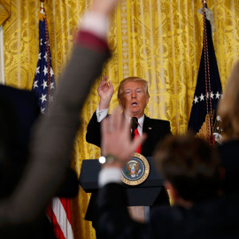 Trump, durante una rueda de prensa en la Casa Blanca. EFE