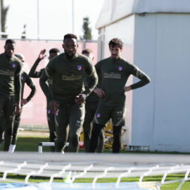 Entrenamiento del Atlético antes de enfrentarse al Cádiz