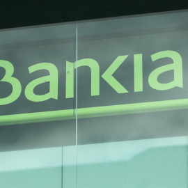 El logo de Bankia en la sede del banco nacioalizado. E.P.