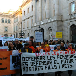 Manifestants a Barcelona de les Marxeas per la Dignitat
