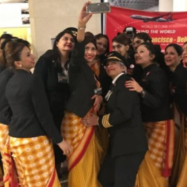 Primer vuelo tripulado únicamente por mujeres. Aeropuerto de San Francisco (TWITTER)